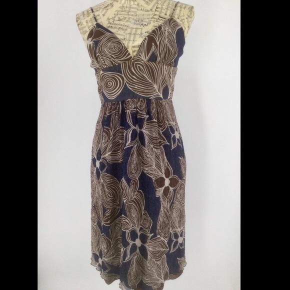 Trina Turk summer fall size 6 Fitted Brown & Blue Dressy Dress - Picture 1 of 11